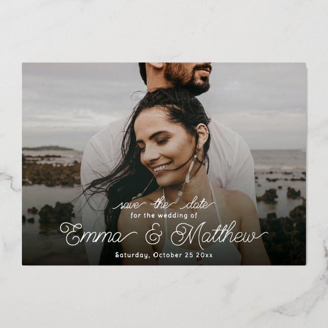 Invitation En Aluminium Boho Under the Sea Photo Curly Enregistrer la date (Recto)