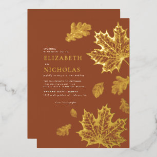 Invitation En Aluminium Boho Vintage Feuilles Rustique Automne Terracotta