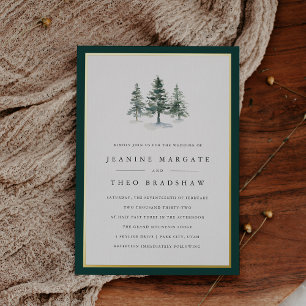 Invitation En Aluminium Bois   Mariage d'arbre à pin d'hiver