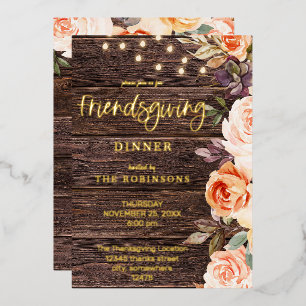 Invitation En Aluminium Bois rose & Pêche Floral avec/ Lumières Amical