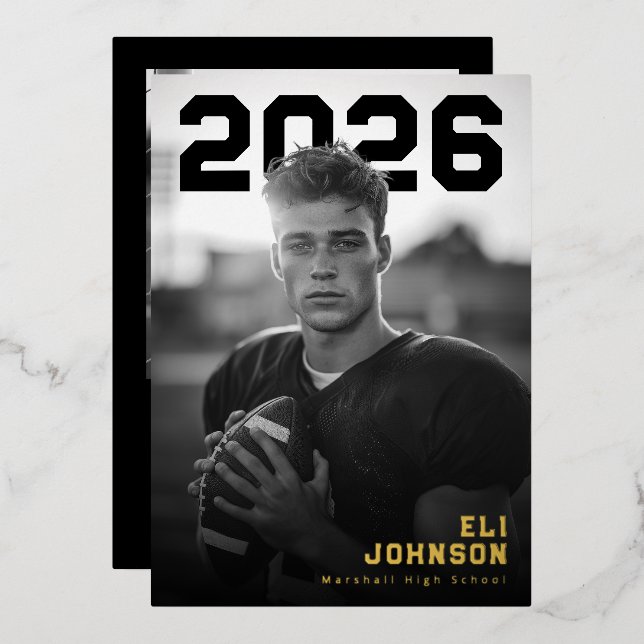 Invitation En Aluminium Bold Athletic Graduation PhotoPop  (Recto/Verso)