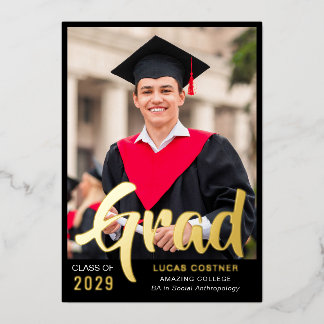 Invitation En Aluminium Bold Gold Graduation Announcement & Party Invite