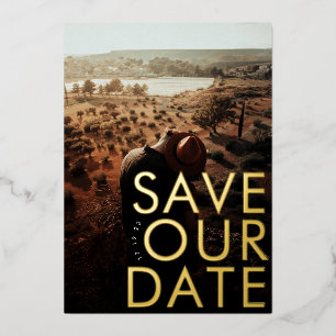 Invitation En Aluminium BOLD Ultra Modern Gold Photo Économisez Notre Date