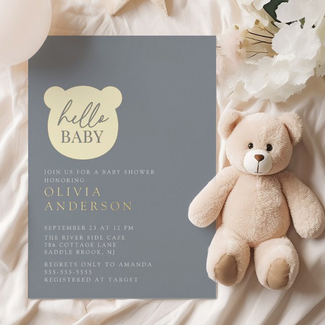 Invitation En Aluminium Bonjour Baby shower bébé ours (Créateur téléchargé)