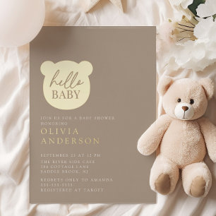 Invitation En Aluminium Bonjour Baby shower bébé ours