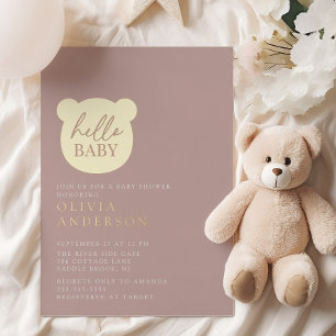Invitation En Aluminium Bonjour Baby shower bébé ours