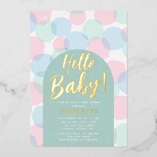Invitation En Aluminium Bonjour Bébé Baby Shower à pois
