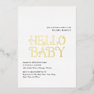 Invitation En Aluminium Bonjour bébé noir blanc Baby shower moderne