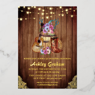Invitation En Aluminium Boots rustiques fille-fille Quinceañera 15e annive