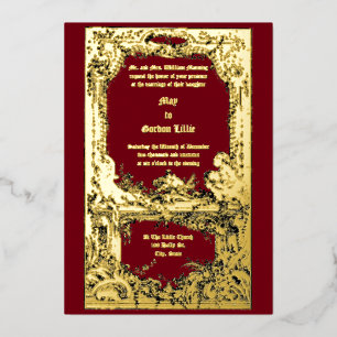 Invitation En Aluminium Bordure d'autel de mariage floral à chérubins baro