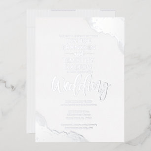 Invitation En Aluminium Bordure de coin argentée élégante Mariage traditio