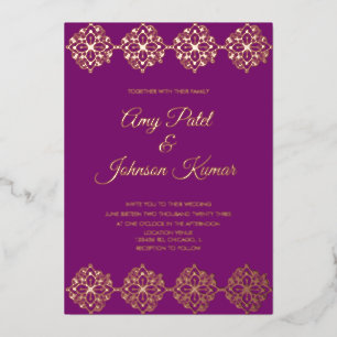 Invitation En Aluminium Bordure de mandala de mariage indien moderne press