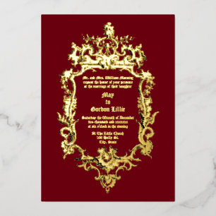 Invitation En Aluminium Bordure de rocailles de dragon baroque rococo du 1
