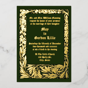 Invitation En Aluminium Bordure de style Arts & Crafts à motifs de glands 