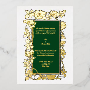 Invitation En Aluminium Bordure de vigne de rose de l'ère victorienne vint