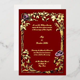 Invitation En Aluminium Bordure de vigne de rose florale botanique pour ma