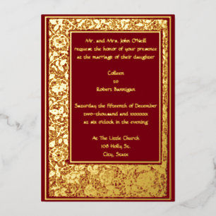 Invitation En Aluminium Bordure florale de rose vintage William Morris
