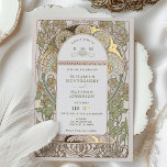 Invitation En Aluminium Bougainvillea Green Gold Mariage Art Nouveau Mucha<br><div class="desc">Art Nouveau Floral Vintage Green & Gold Wedding Invitations par Alphonse Mucha dans un design romantique et fantaisiste utilisant Real Gold Foil. Les fleurs victoriennes complètent les polices art déco classiques. Entrez vos informations personnalisées, et vous avez terminé. Si vous souhaitez modifier la conception, cliquez simplement sur le bouton bleu...</div>
