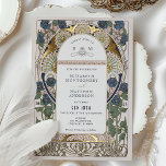 Invitation En Aluminium Bougainvillea Marine Blue Gold Mariage Art Nouveau<br><div class="desc">Art Nouveau Floral Vintage Blue & Gold Wedding Invitations par Alphonse Mucha dans un design romantique et fantaisiste utilisant Real Gold Foil. Les fleurs victoriennes complètent les polices art déco classiques. Entrez vos informations personnalisées, et vous avez terminé. Si vous souhaitez modifier la conception, cliquez simplement sur le bouton bleu...</div>