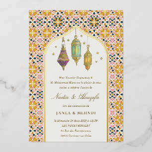 Invitation En Aluminium Bougies ornementales élégantes florales Mehndi Cér