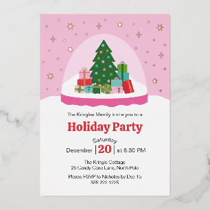 Invitation En Aluminium Boule à neige Arbres et Cadeaux Fantaisistes en Ro