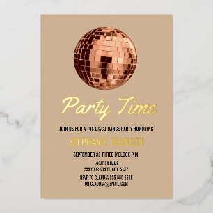 Invitation En Aluminium Boule disco Terracotta Rétro 70s Fête d'anniversai