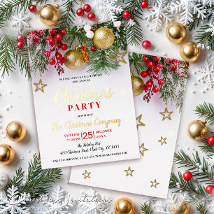 Invitation En Aluminium Boules et Étoiles en Or Rustiques pour la Fête de