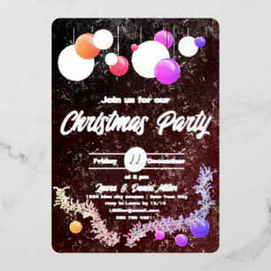 Invitation En Aluminium Boules et guirlandes colorées de Noël 