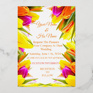 Invitation En Aluminium Bouquet de tulipes multicolores Thunder_Cove