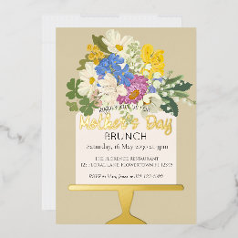 Invitation En Aluminium Bouquet Floral Brunches de la Fête des Mères