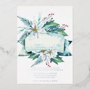 Invitation En Aluminium Bouquet Floral d'Hiver à l'Aquarelle pour Mariage