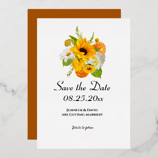 Invitation En Aluminium Bouquet floral Enregistrer la date