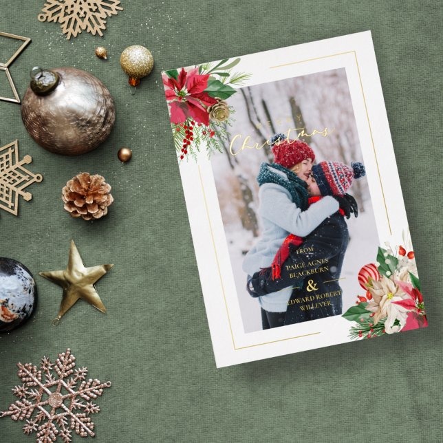 Invitation En Aluminium Bouquets de Noël floraux Initiales luxueuses (Créateur téléchargé)