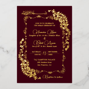 Invitation En Aluminium Bourgogne bordeaux floral paisley mariage artistiq