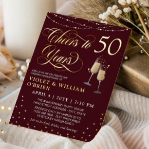 Invitation En Aluminium Bourgogne Félicitations pour 50 ans de mariage