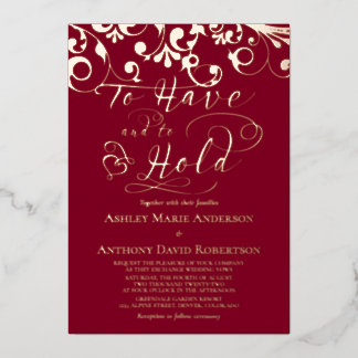 Invitation En Aluminium Bourgogne Rose Gold Foil Pour Avoir À Tenir Mariag