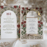 Invitation En Aluminium Bourgogne Rouge or Mariage Art Nouveau Vintage<br><div class="desc">Voici notre faire-part de mariage Bougainvillea Nouveau, un ensemble sophistiqué inspiré par l'oeuvre fascinante d'Alphonse Mucha, l'une des figures les plus en vue du mouvement Art Nouveau. La collection insuffle élégamment les teintes vibrantes des bougainvilliers bordeaux et les subtilités de la verdure ornementale qui apportent un charme captivant à votre...</div>