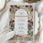 Invitation En Aluminium Bourgogne Sage Green Gold Mariage Nouveau Vintage<br><div class="desc">Voici notre faire-part de mariage Bougainvillea Nouveau, un ensemble sophistiqué inspiré par l'oeuvre fascinante d'Alphonse Mucha, l'une des figures les plus en vue du mouvement Art Nouveau. La collection insuffle élégamment les teintes vibrantes des bougainvilliers bordeaux et les subtilités de la verdure ornementale qui apportent un charme captivant à votre...</div>