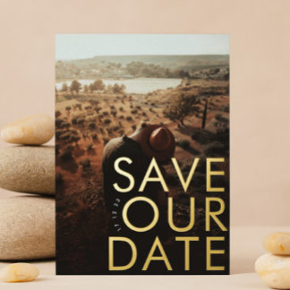 Invitation En Aluminium BOURSE | Ultra Modern Gold Photo Économisez Notre