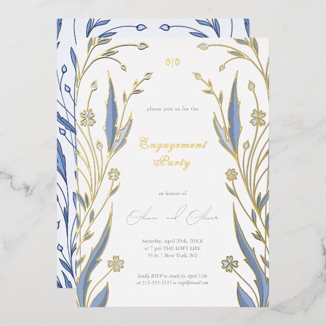 Invitation En Aluminium Bouton bleu (Recto/Verso)