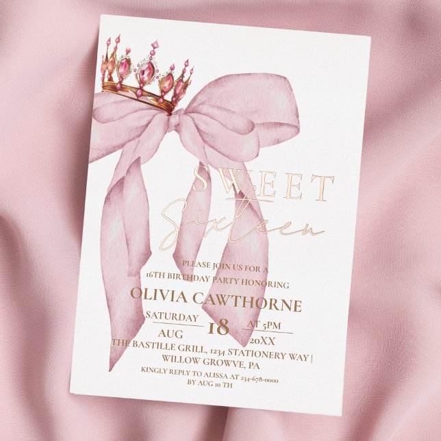 Invitation En Aluminium Bow rose pâle or doux 16 (Créateur téléchargé)