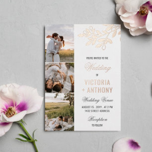 Invitation En Aluminium Branche de baie Rose Gold 3 Photos Mariage