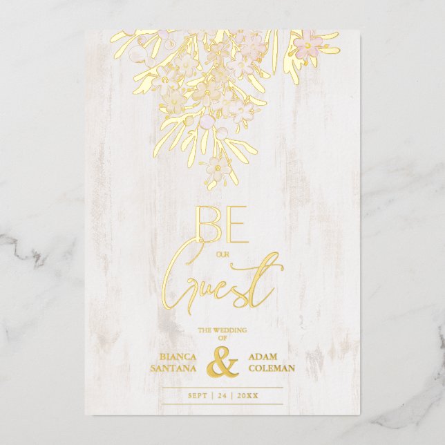 Invitation En Aluminium Branches botaniques rustiques de fantaisie sur Arr (Recto)