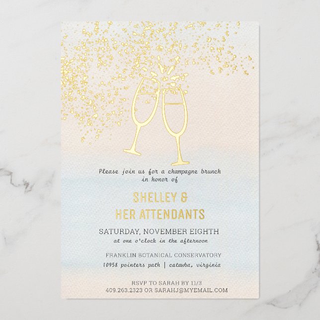 Invitation En Aluminium Bridesmaids Champagne Brunch Douche (Recto)