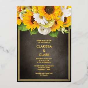 Invitation En Aluminium Bright Moderne Tournesol Jaune Russe Mariage