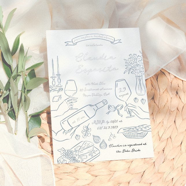 Invitation En Aluminium Brillante main lunaire Fête des mariées illustrée (Créateur téléchargé)