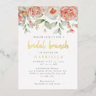 Invitation En Aluminium Broche Rustique Floral Bridal Brunch Gold