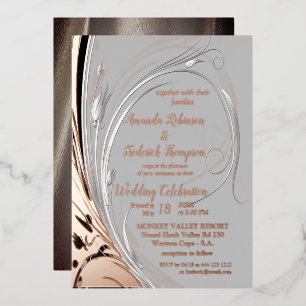 Invitation En Aluminium Bronze Argent & noir abstrait