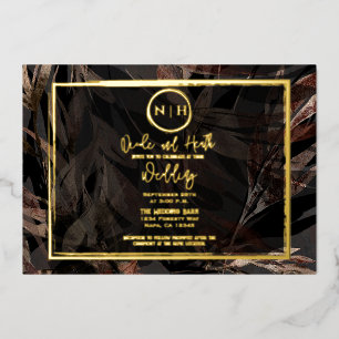 Invitation En Aluminium Bronze Marron Cuivre Foncé Botanique Mariage Or