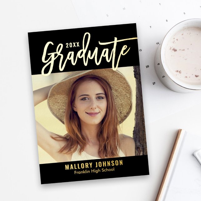 Invitation En Aluminium Brossé Glimmer Foil Graduation fiche d'invitation (Créateur téléchargé)